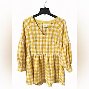 Anthropologie Maeve April Gingham Babydoll Tunic